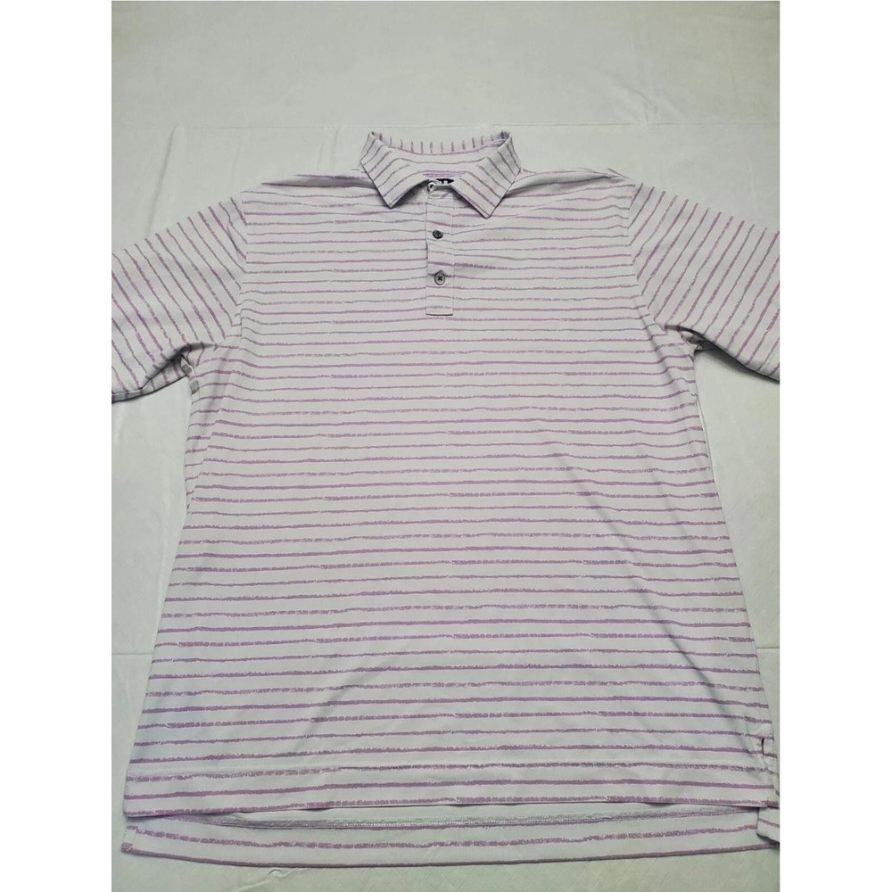 FootJoy Polo Shirt Mens Large White Purple Striped Golf Northampton Country Club